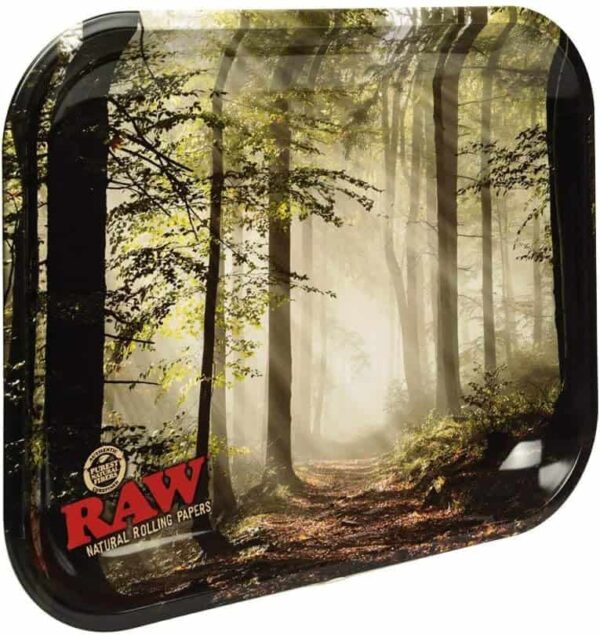 Bandeja de papel RAW Smokey Forest Trees Tray, diseño de árboles