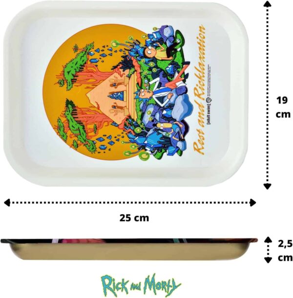 Bandeja para liar Rick y Morty 25×19 cm con papel Raw y cenicero RAW