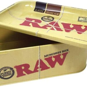 Caja de almacenamiento metálica RAW Munchies, 10.75 x 6.75 pulgadas