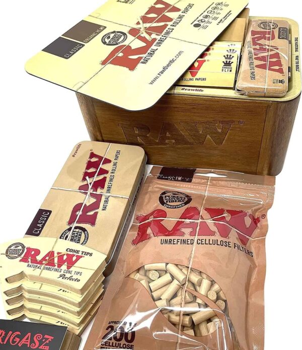 Caja de madera RAW cache con bandeja y cubierta magnética