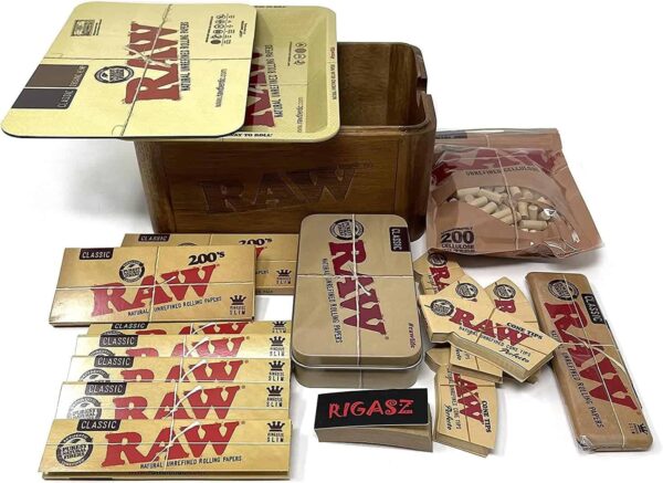 Caja de madera RAW cache con bandeja y cubierta magnética