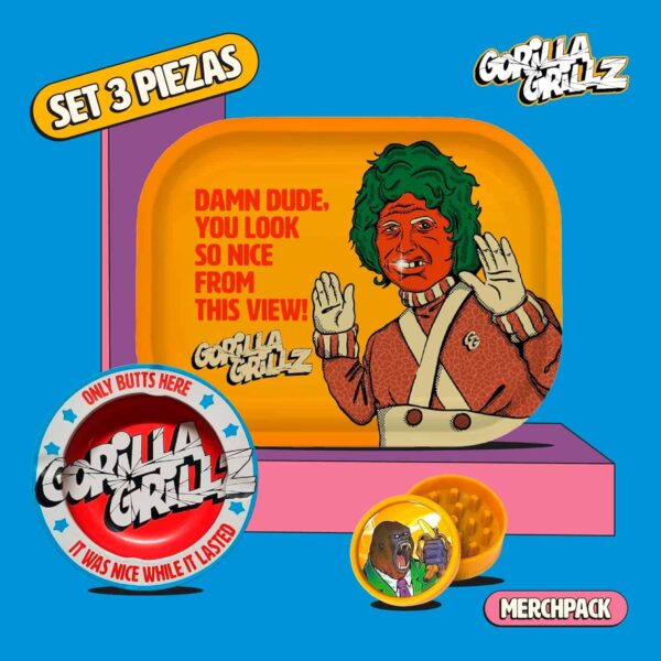 Gorilla Grillz kit fumador con bandeja para liar, cenicero y grinder biodegradable