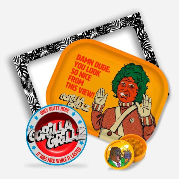 Gorilla Grillz kit fumador con bandeja para liar, cenicero y grinder biodegradable