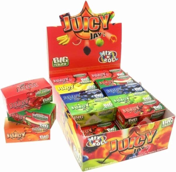 Juicy Jays Pick Rollos de papel de liar tamaño grande, caja de 24 rollos