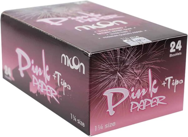 MOON papel de fumar rosa natural, combustión lenta, 50 libritos (2000 hojas)