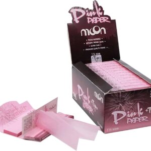 MOON papel de fumar rosa natural, combustión lenta, 50 libritos (2000 hojas)