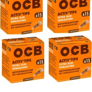 OCB puntas de filtro de carbón activo con funda pack de 100