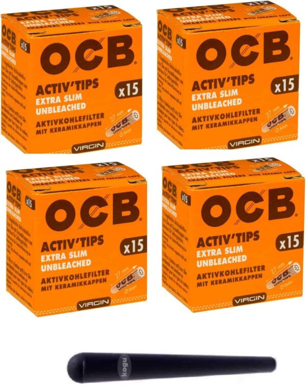 OCB puntas de filtro de carbón activo con funda pack de 100