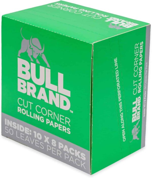 Papel de liar Bull Brand Green Cut Corner, pack de 8 piezas (10 unidades cada una)