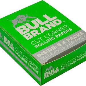 Papel de liar Bull Brand Green Cut Corner, pack de 8 piezas (10 unidades cada una)