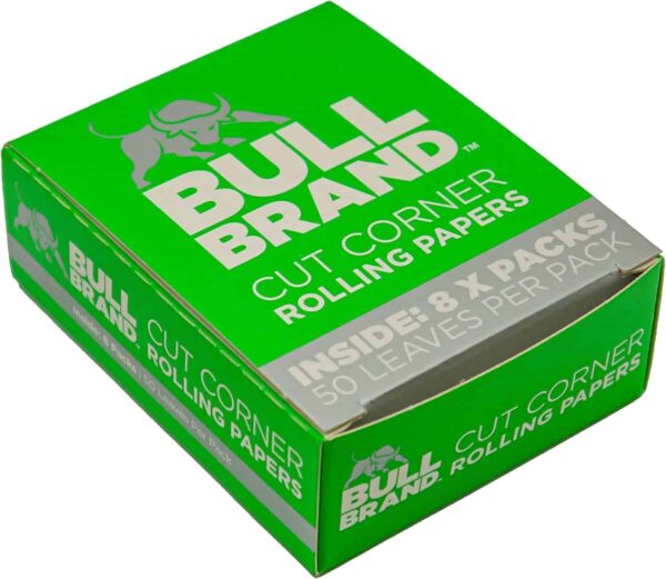 Papel de liar Bull Brand Green Cut Corner, pack de 8 piezas (10 unidades cada una)