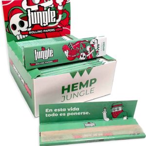 Papel de liar The Jungle Rolling Papers King Size HEMP, caja de 50 libritos (32 hojas por librito)