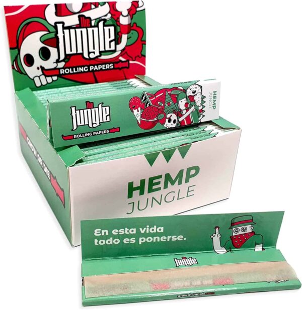 Papel de liar The Jungle Rolling Papers King Size HEMP, caja de 50 libritos (32 hojas por librito)