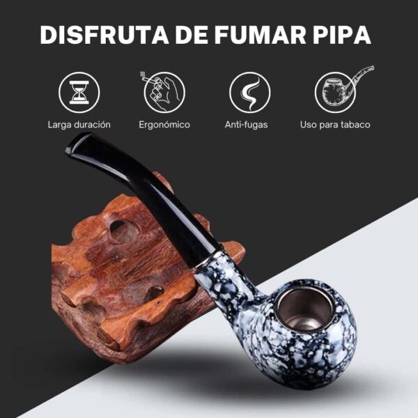 Pipa de tabaco con efecto mármol, diseño ergonómico y elegante, fácil de limpiar