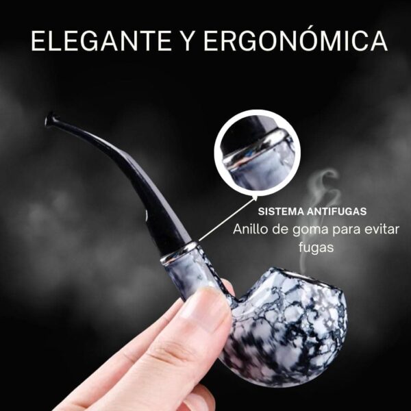 Pipa de tabaco con efecto mármol, diseño ergonómico y elegante, fácil de limpiar