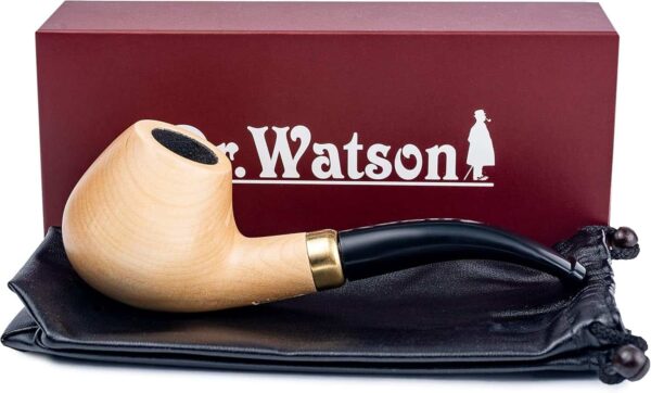 Pipa de tabaco Dr Watson forma clásica de manzana curva, hecha de madera de arce