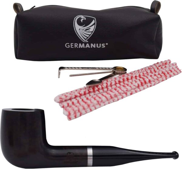 Pipa de tabaco Germanus Billiard 153, fabricada en Italia, con estuche y accesorios