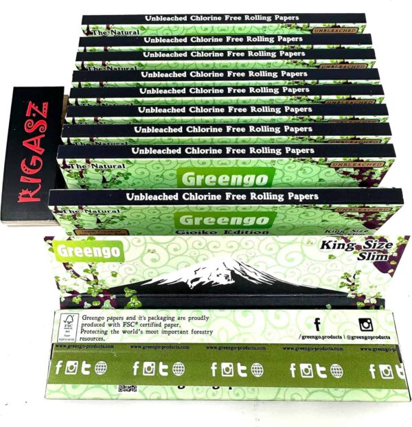 Rigasz Greengo Juego de 10 rollos de papel de liar tamaño King