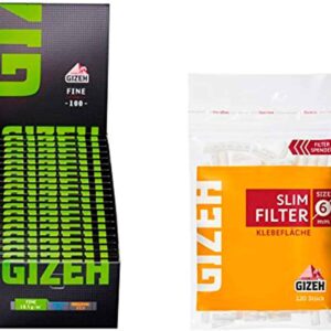 Set Gizeh con 20 filtros delgados y 20 papeles de liar negro Gizeh