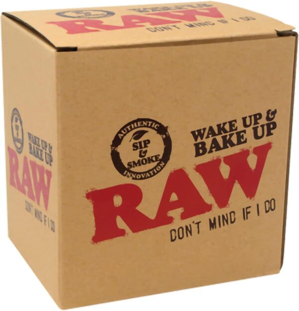 Taza RAW Wake Up & Bake Up con soporte para cono