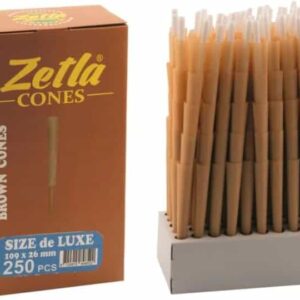 Zetla pack de 250 conos Brown De Luxe pre-enrollados con filtro (109 x 26 mm)