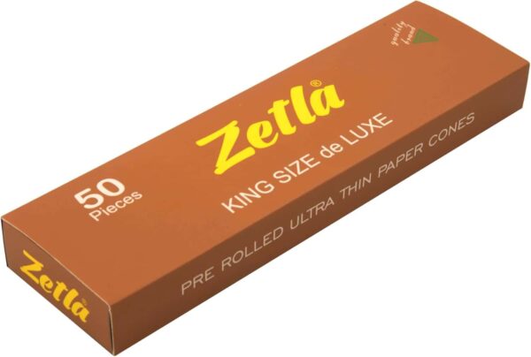 Zetla pack de 50 conos Brown De Luxe pre-enrollados con filtro (109 x 26 mm)